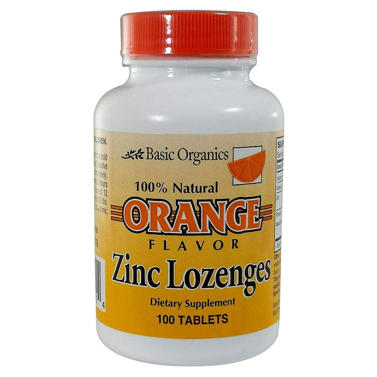 Basic Organics Zinc Lozenges With Orange Flavor - 100 Tablets
